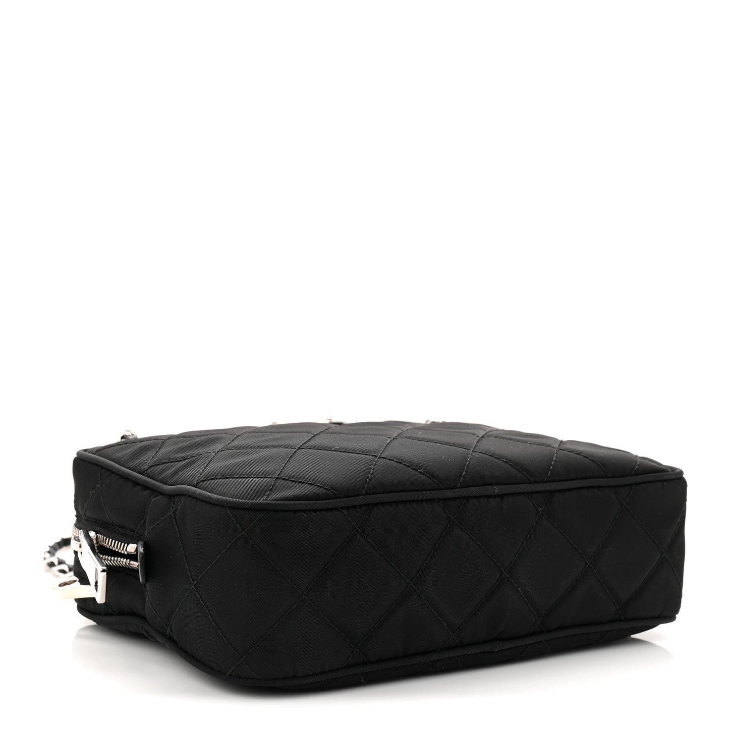 Nylon Tessuto Impuntu Quilted Bandoliera Crossbody Bag Black