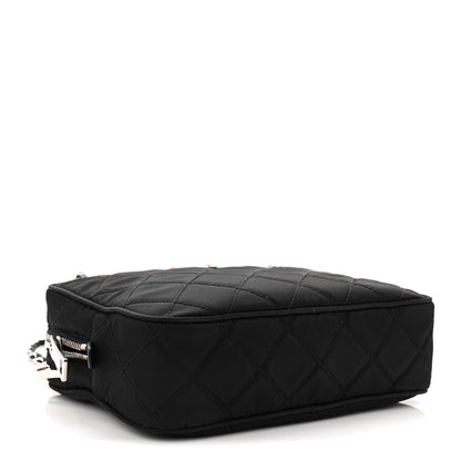 Nylon Tessuto Impuntu Quilted Bandoliera Crossbody Bag Black