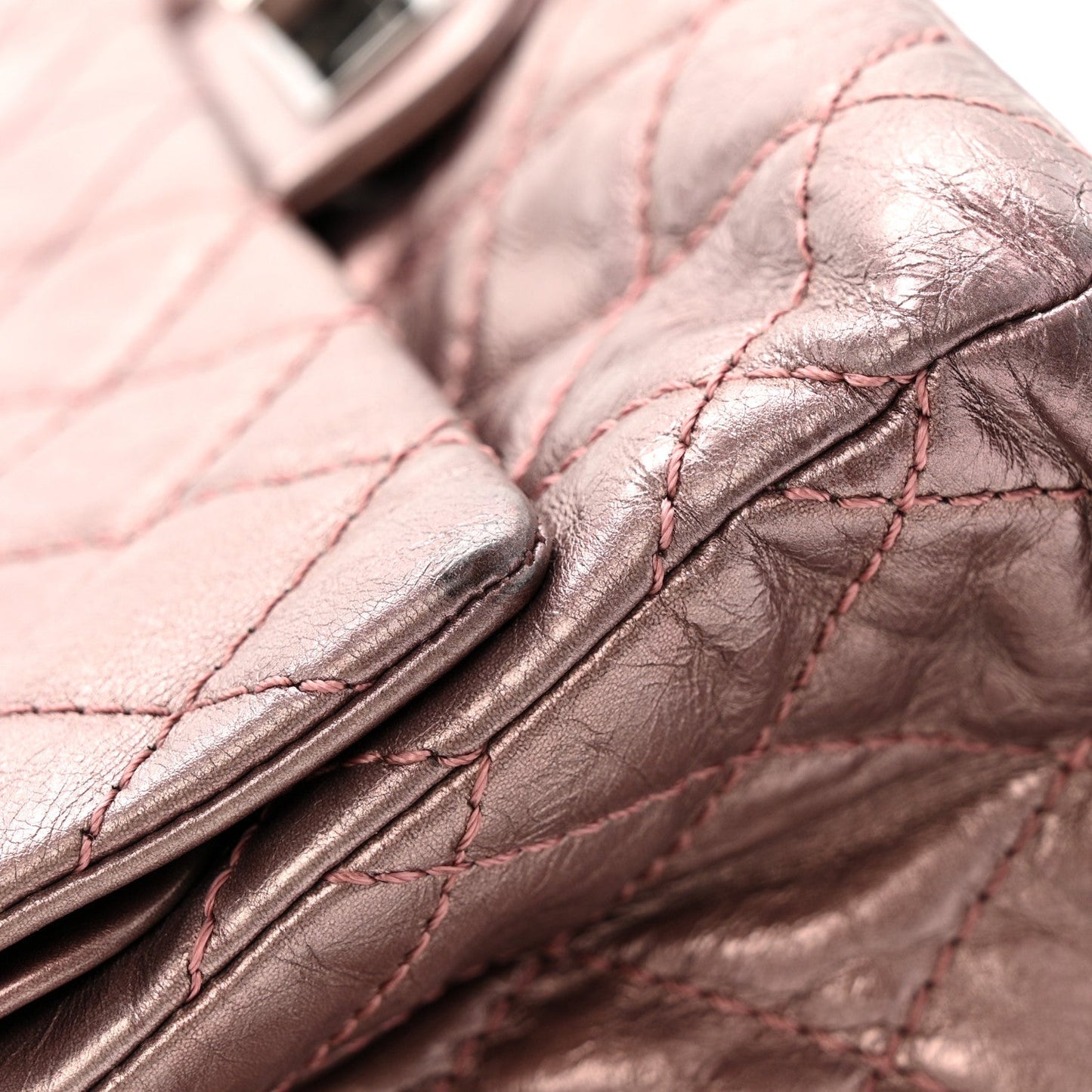Metallic Aged Calfskin Quilted 2.55 Reissue 226 Flap Rose Fonce