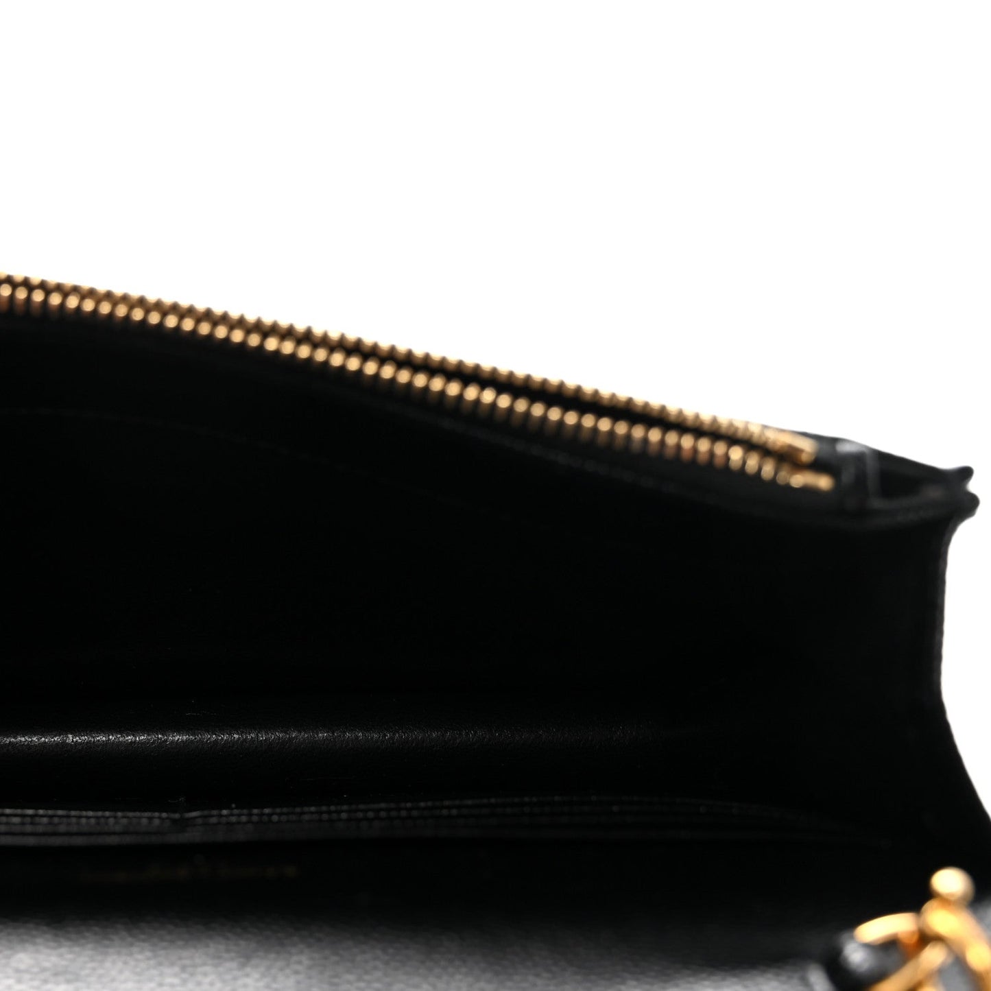 Grain De Poudre Matelasse Chevron Monogram Envelope Chain Wallet Black