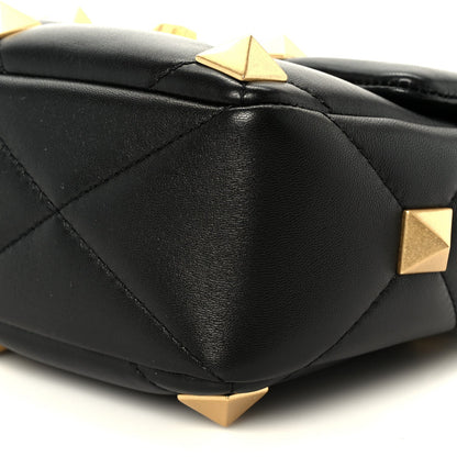 Nappa Medium Roman Stud Shoulder Bag Black