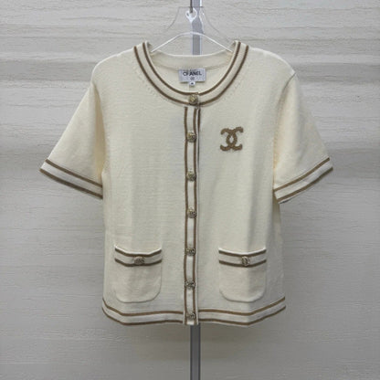 Chanel 2026 Crew Neck Cardigan Cream Wool Cashmere 356956