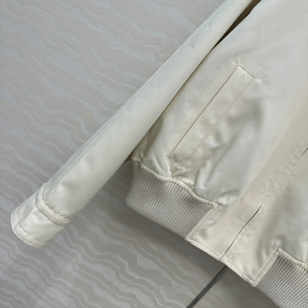 BV 25S Jacket Sheepskin Neck in White Cotton
