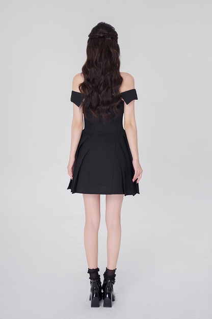 Black halter neck dress for women summer slim short skirt new design A-line skirt R4501