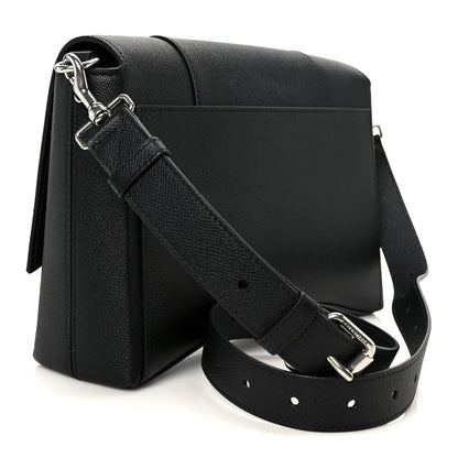 Semi Matte Soft Textured Calfskin Downtown Shoulder Bag Black
