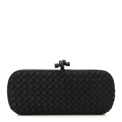 Satin Ayers Intreccio Impero Stretch Knot Clutch Black