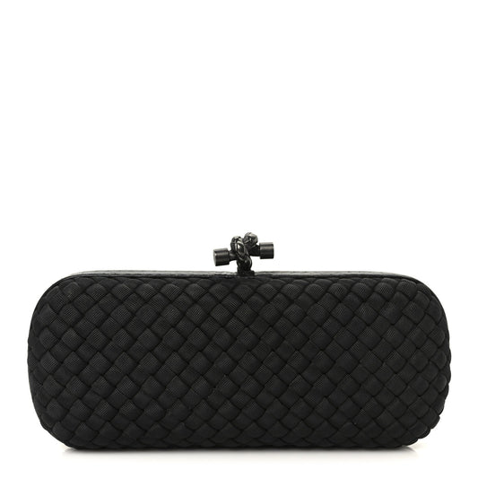 Satin Ayers Intreccio Impero Stretch Knot Clutch Black