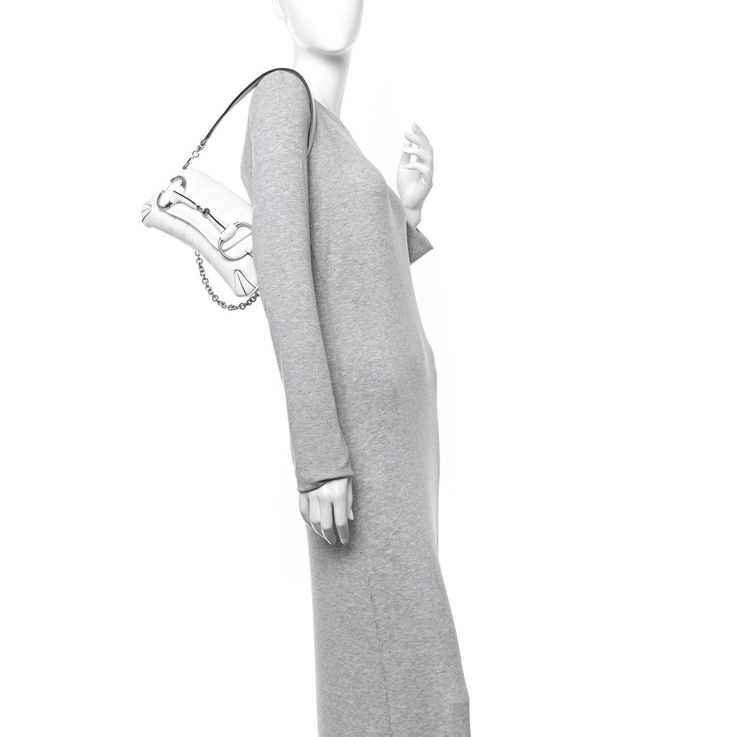 Nappa Vertical Matelasse Small Maxi Horsebit Chain Shoulder Bag Great White