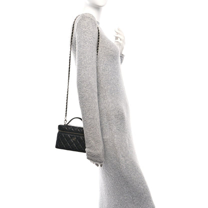 Caviar Quilted Top Handle Slim Vanity With Chain Black