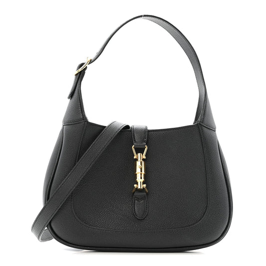 Pebbled Calfskin Small Jackie 1961 Hobo Black