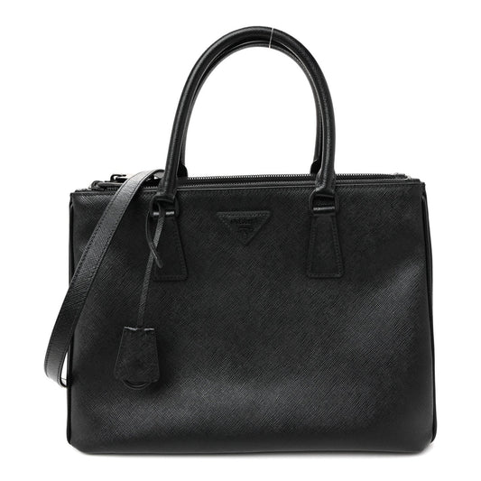 Saffiano Lux Monochrome Large Galleria Double Zip Tote Black