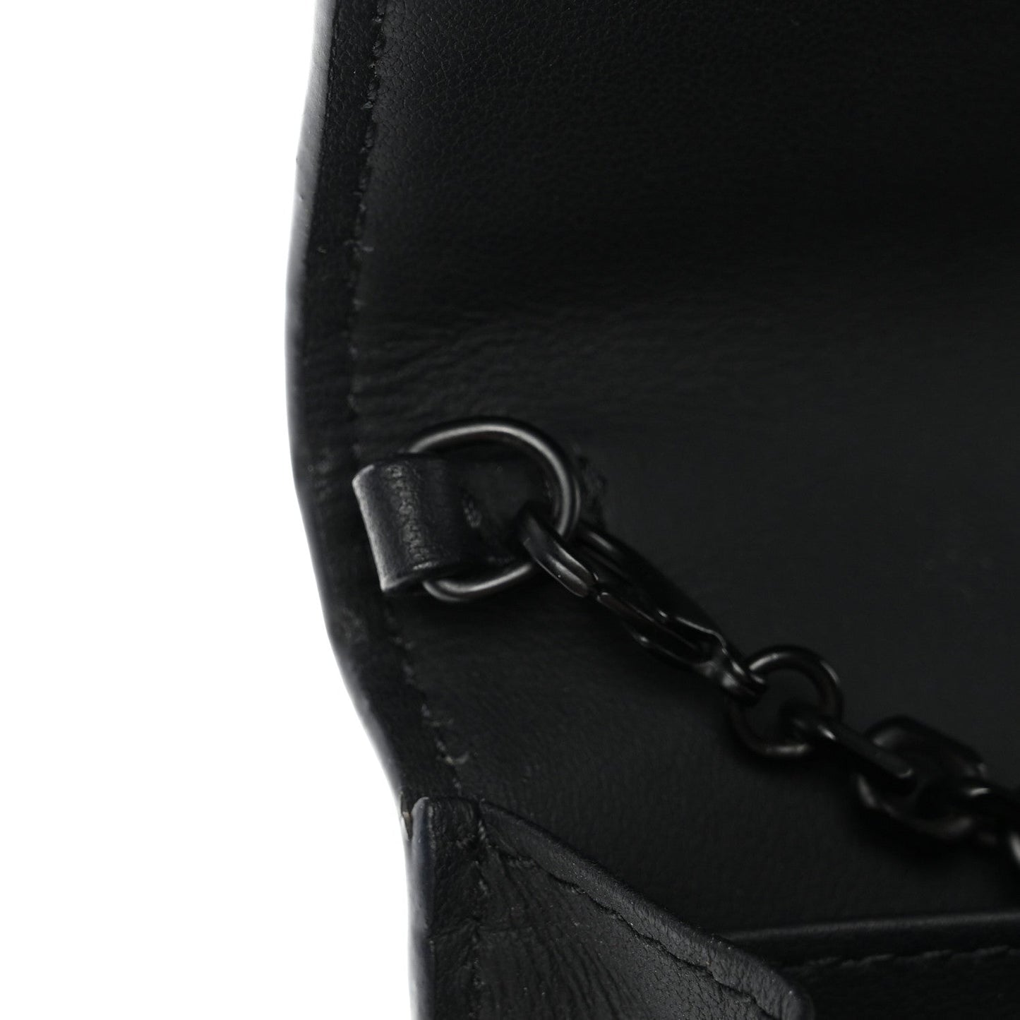 Ultra Matte Calfskin Saddle Chain Wallet Pouch Black