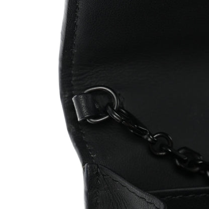 Ultra Matte Calfskin Saddle Chain Wallet Pouch Black