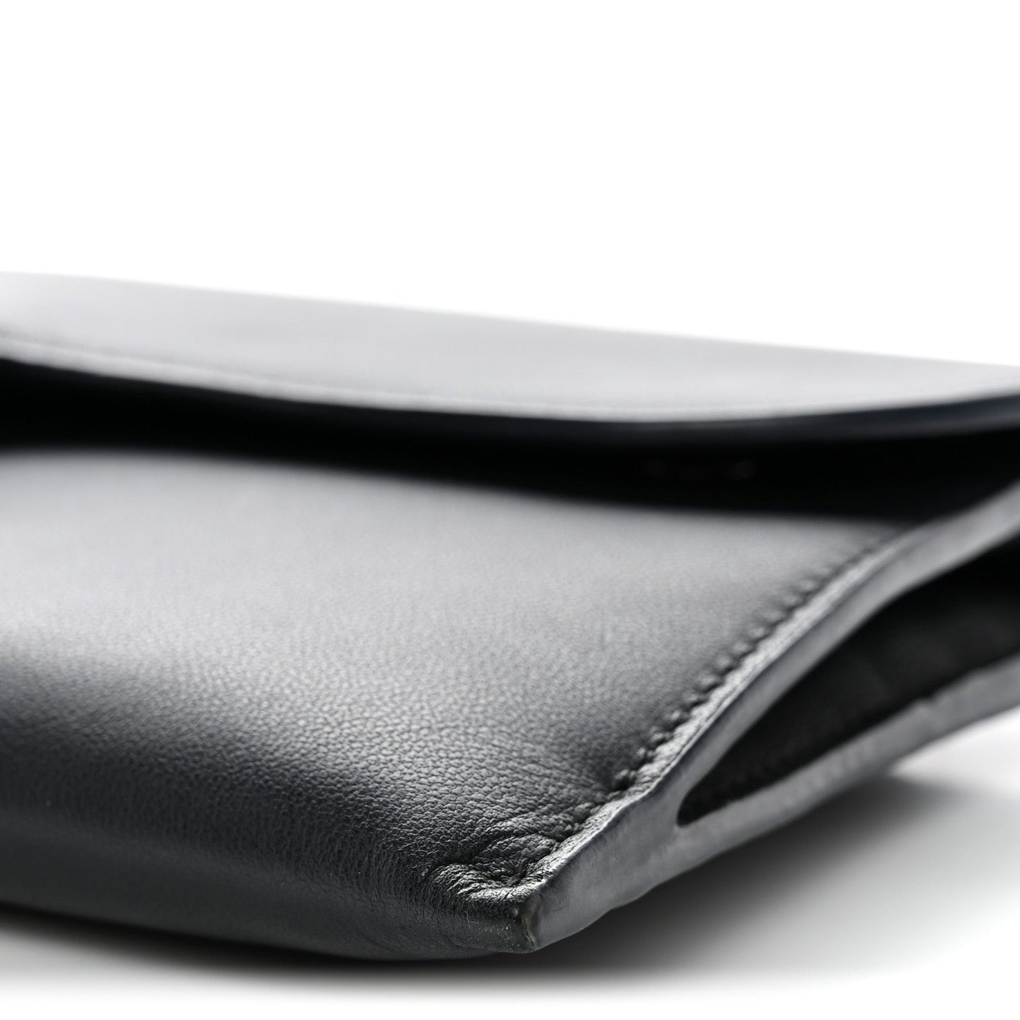 Ultra Matte Calfskin Saddle Chain Wallet Pouch Black