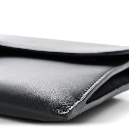 Ultra Matte Calfskin Saddle Chain Wallet Pouch Black