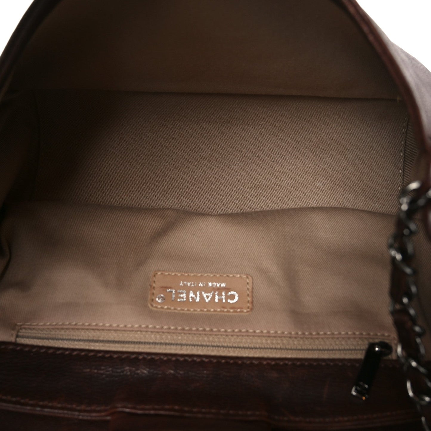 Calfskin Diamond Stitch Accordion Flap Brown