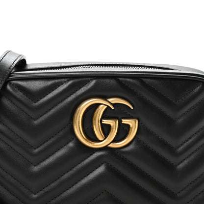 Calfskin Matelasse Small GG Marmont Chain Shoulder Bag Black