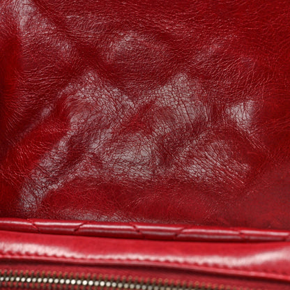 Glazed Calfskin Quilted Small Duo Color Flap Red