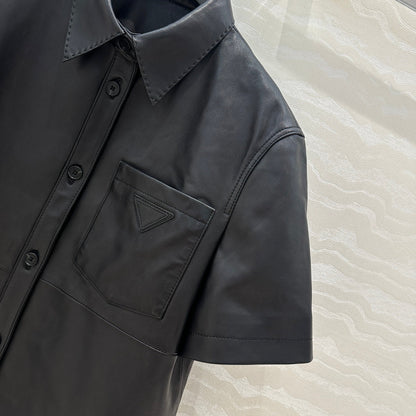 Prada Short-sleeved Jacket Black Lambskin