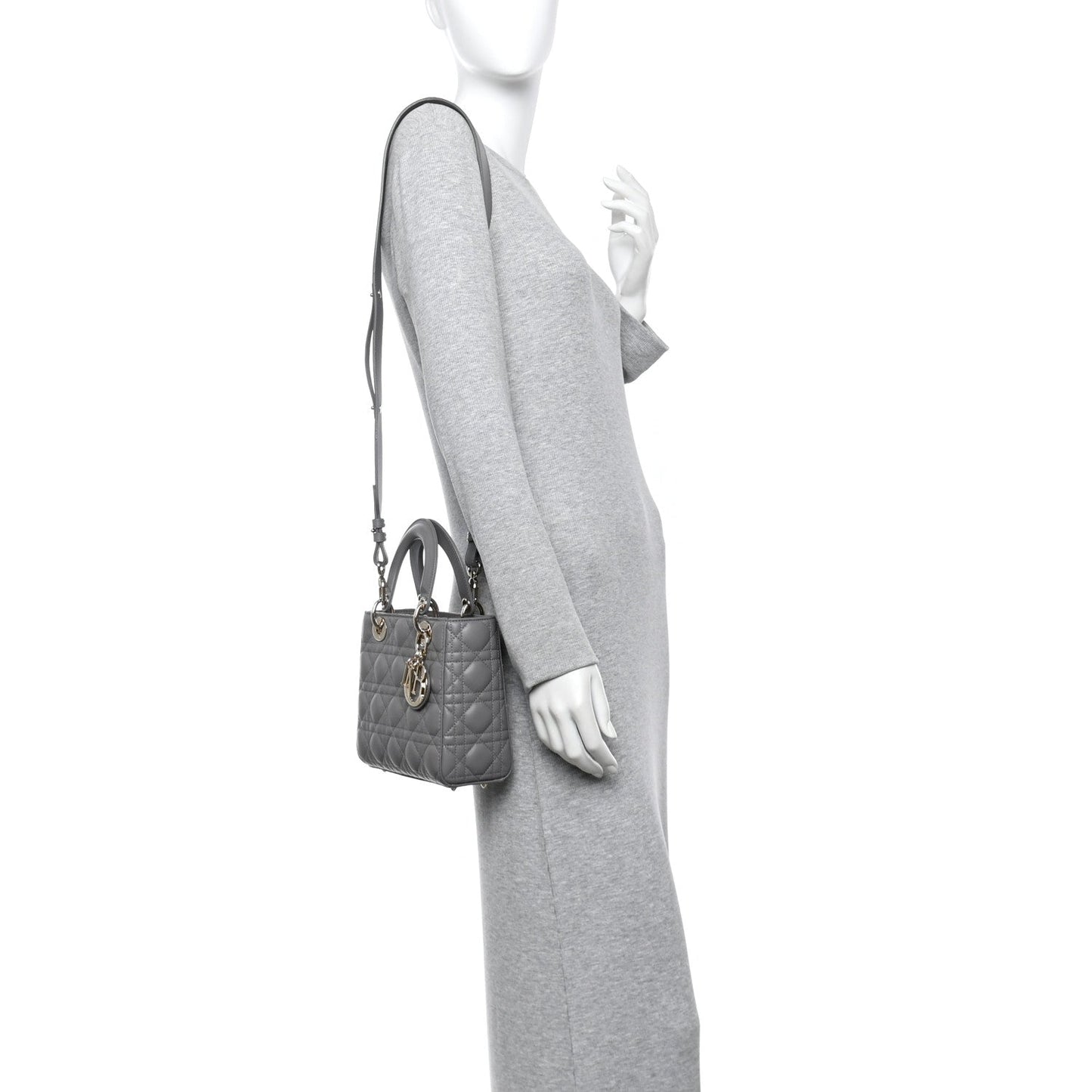 Lambskin Cannage Small My ABCDior Lady Dior Grey