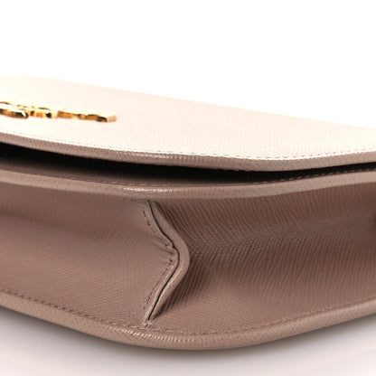 Saffiano Bandoliera Chain Crossbody Bag Cammeo