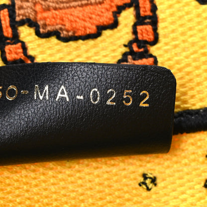 Canvas Embroidered Small Pixel Zodiac Book Tote Yellow Multicolor