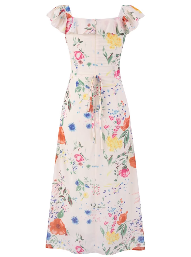 2025 Summer New Floral Ruffle French Temperament Sleeveless Dress R0903