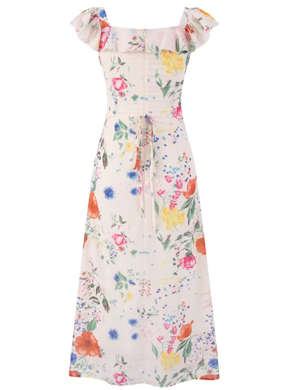 2025 Summer New Floral Ruffle French Temperament Sleeveless Dress R0903