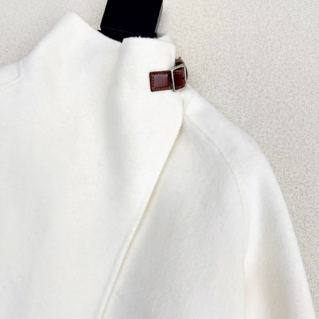 HERMES 25S DOUBLE-FACED WOOL STAND-COLLAR COAT 188