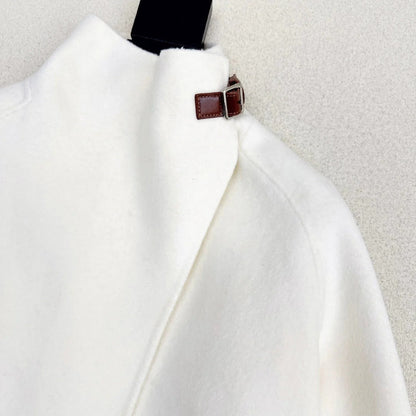 HERMES 25S DOUBLE-FACED WOOL STAND-COLLAR COAT 188