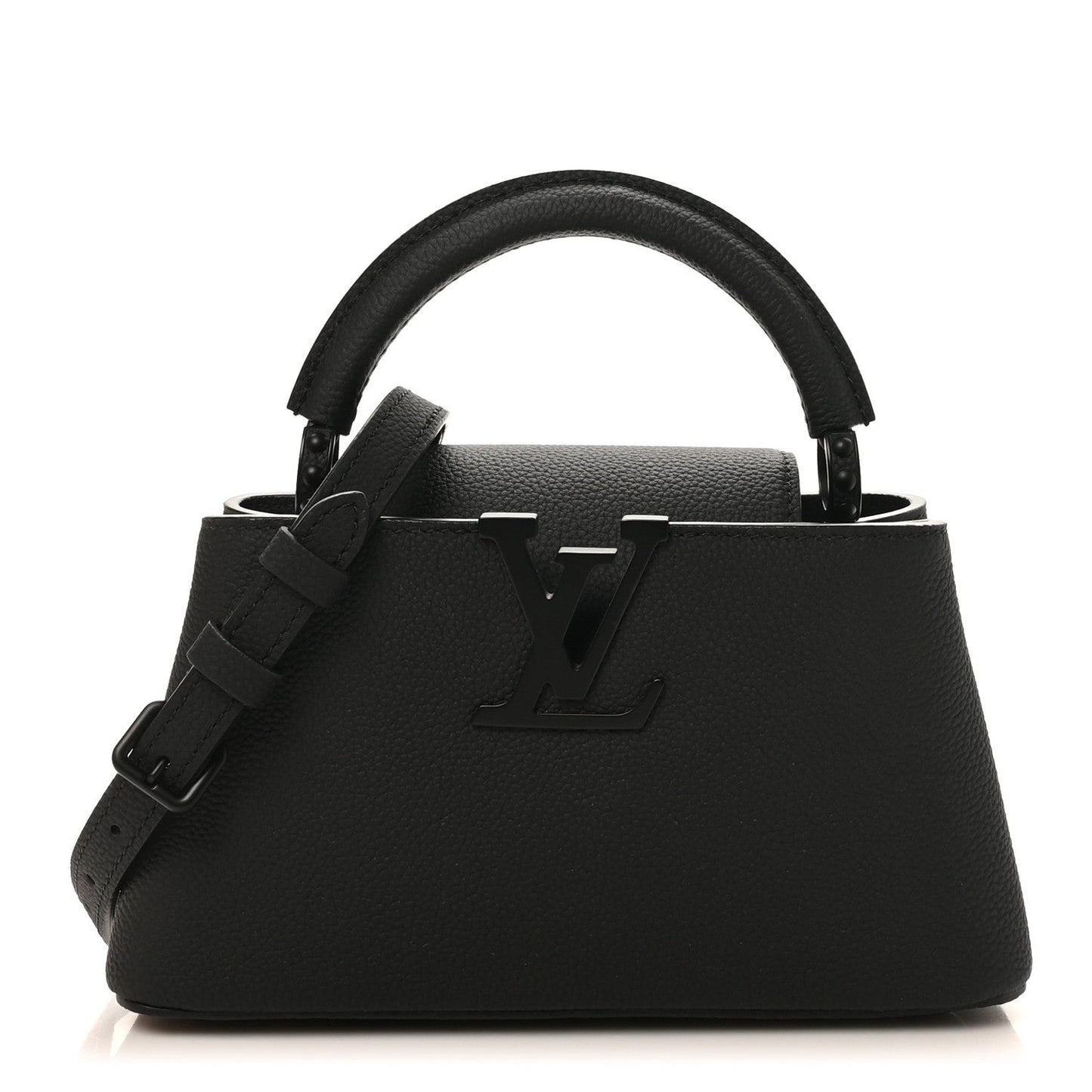 Matte Taurillon Capucines East West Mini All Black