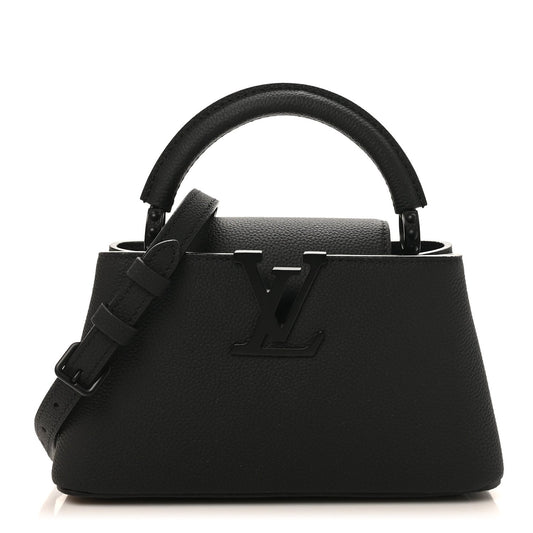 Matte Taurillon Capucines East West Mini All Black