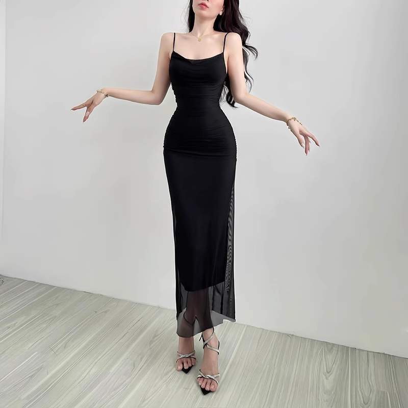 New Fashion Starry Sky Blue Spaghetti Strap Dress Elegant Banquet Dress TP2881