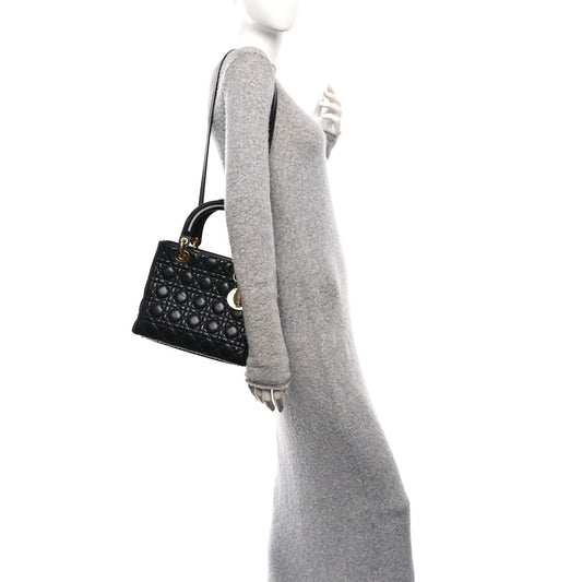 Lambskin Cannage Medium Lady Dior Black