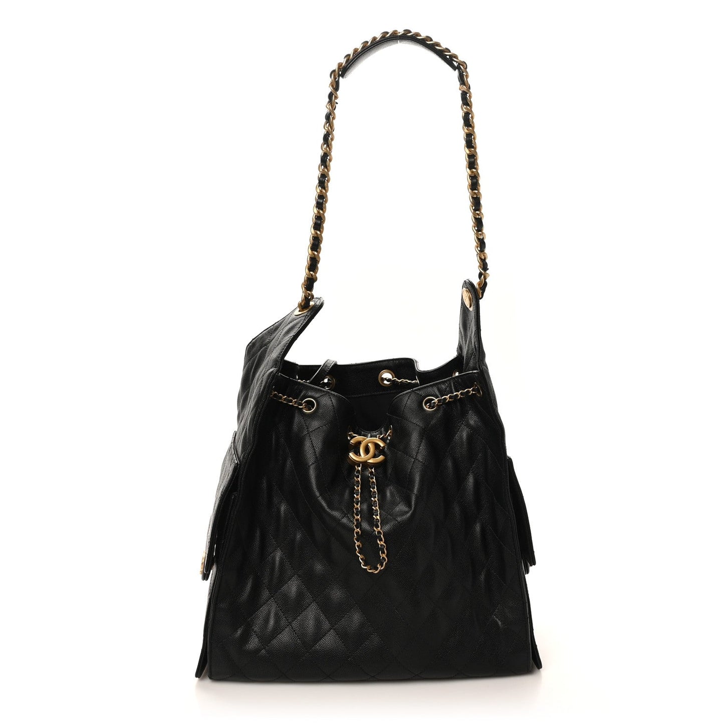 Caviar Quilted Medium Chanel 25 Handbag Black