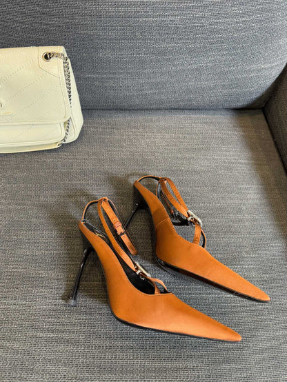 HIGH SANDAL ATTACHED GEM IN TANGELO ORANGE SILK