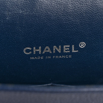 Caviar Quilted Maxi Double Flap Navy Blue