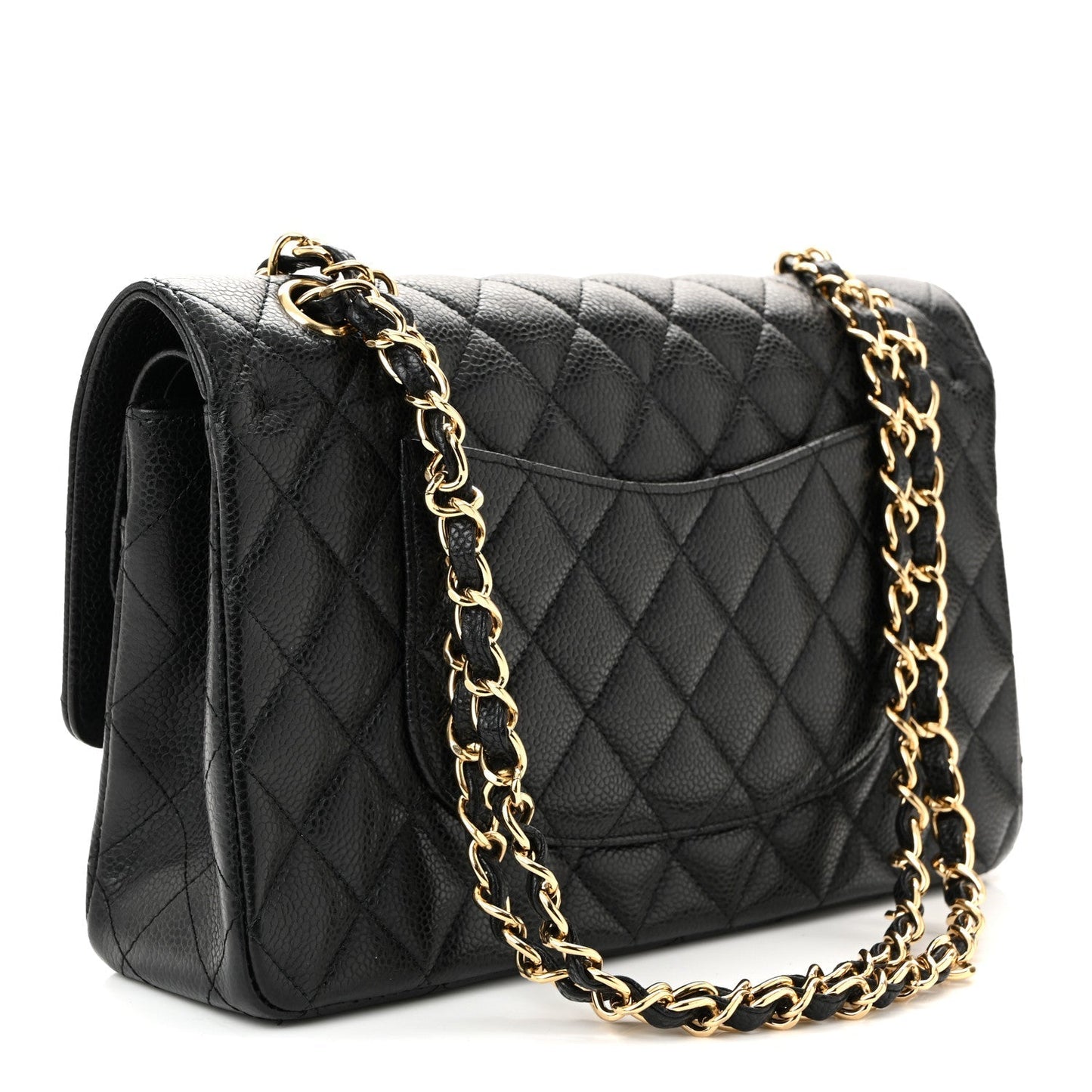 Caviar Quilted Medium Double Flap Black