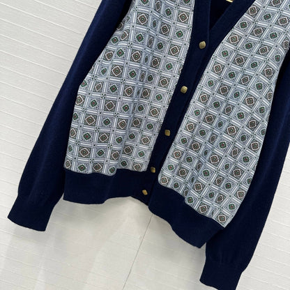 LP 25 V-neck Cardigan Blue Mix Colors Cashmere 310128