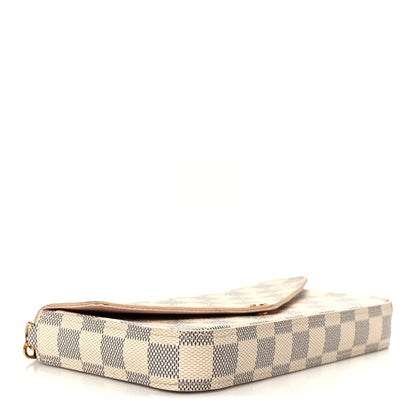 Damier Azur Pochette Felicie Chain Wallet Rose Ballerine