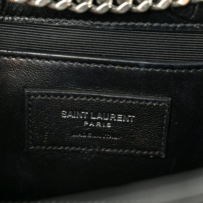 Calfskin Crocodile Embossed Medium Classic Monogram Kate Tassel Satchel Black