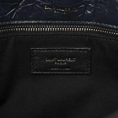 Crinkled Calfskin Matelasse Monogram Medium Niki Chain Satchel Deep Marine