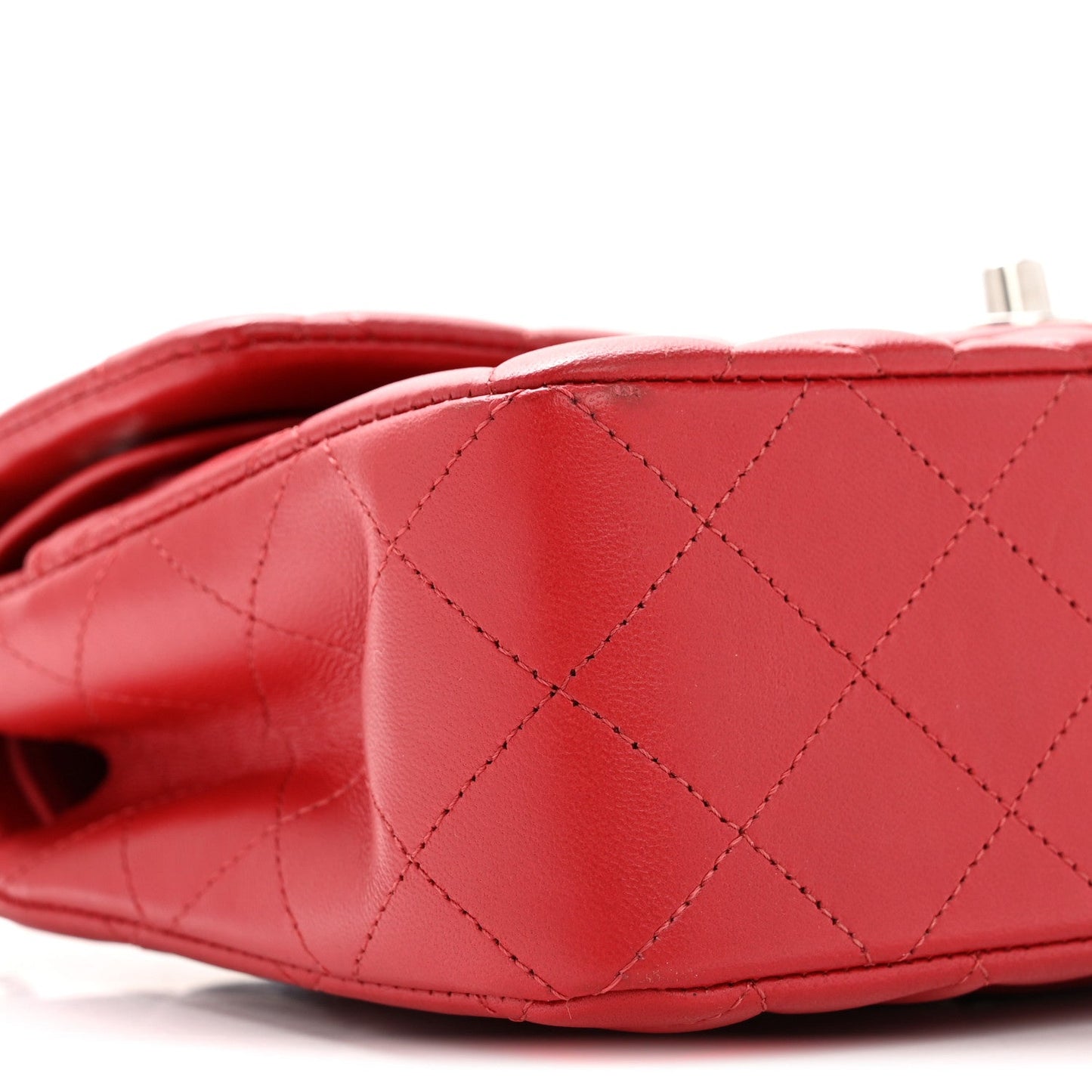 Lambskin Quilted Small Double Flap Dark Red