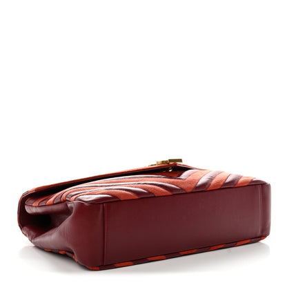 Calfskin Suede Matelasse Chevron Large Monogram College Bag Burgundy