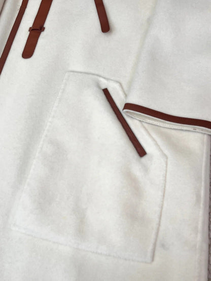 HERMES 25S CASHMERE COAT WITH LEATHER BUTTONS 204