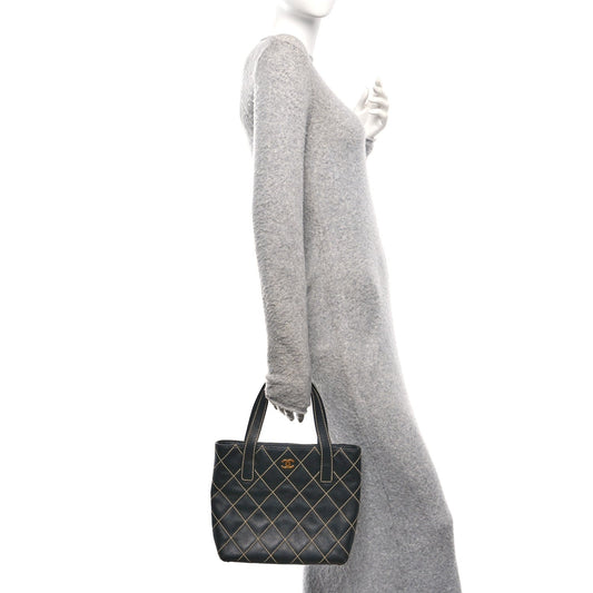 Calfskin Wild Stitch Tote Black