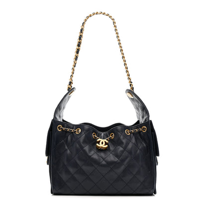 Caviar Quilted Small Chanel 25 Handbag Dark Navy