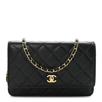 Caviar Quilted CC Turnlock Wallet On Chain WOC Black