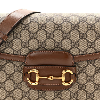 GG Supreme Monogram Horsebit 1955 Shoulder Bag Beige Brown Sugar