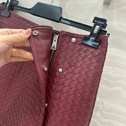 BV Skirt in Burgundy Lambskin